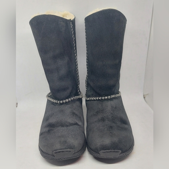 Merrell Encore Stitch High Boots Shearling Lined Black Suede Womens Sz 7 J66194 - Picture 3 of 14